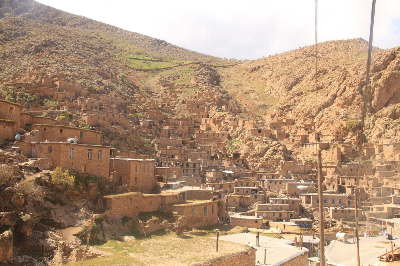 Terraced stone houses in the mountain village of Palangan